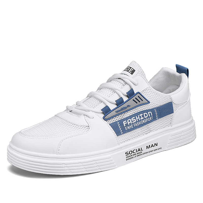 

SHOUBA Мужские низкие скейтбордские кроссовки бело-синие, цвет White Blue