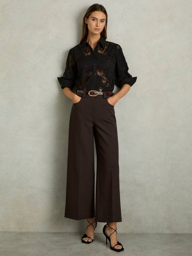 

Широкие укороченные брюки цвета миртл Reiss, цвет Chocolate Brown