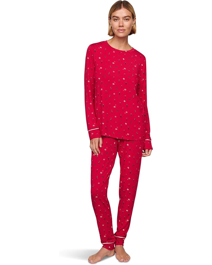 

Женский пижамный комплект Eberjey Gisele Printed Crew, Nutcracker Holly Red/Ivory