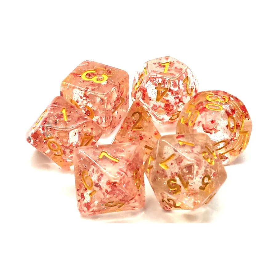 

Poly Set Красный металлик с золотом (7), Acrylic-Resin Dice - Particles