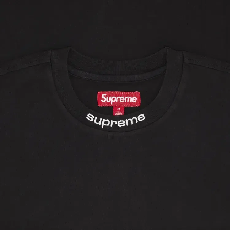 Топ с вышитым воротником и длинными рукавами Supreme, черный — фото 2