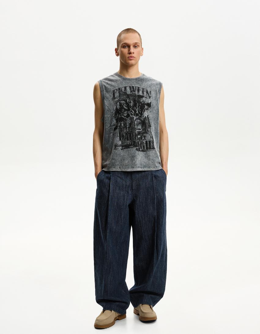 

Широкие джинсы-баллоны Bershka, синий