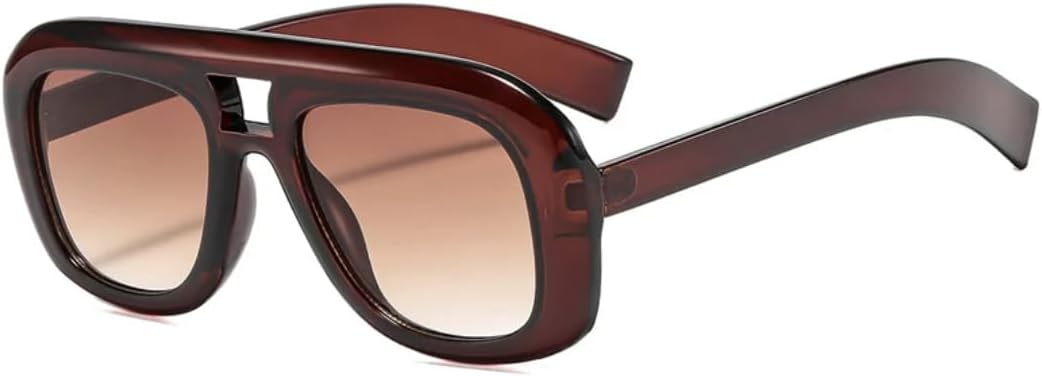 

Ретро солнцезащитные очки с двойной перемычкой для женщин, модные, с градиентным затемнением, для мужчин, с защитой от УФ-излучения UV400, трендовый цвет шампанского HHZZYVY, Brown Tea Gradient