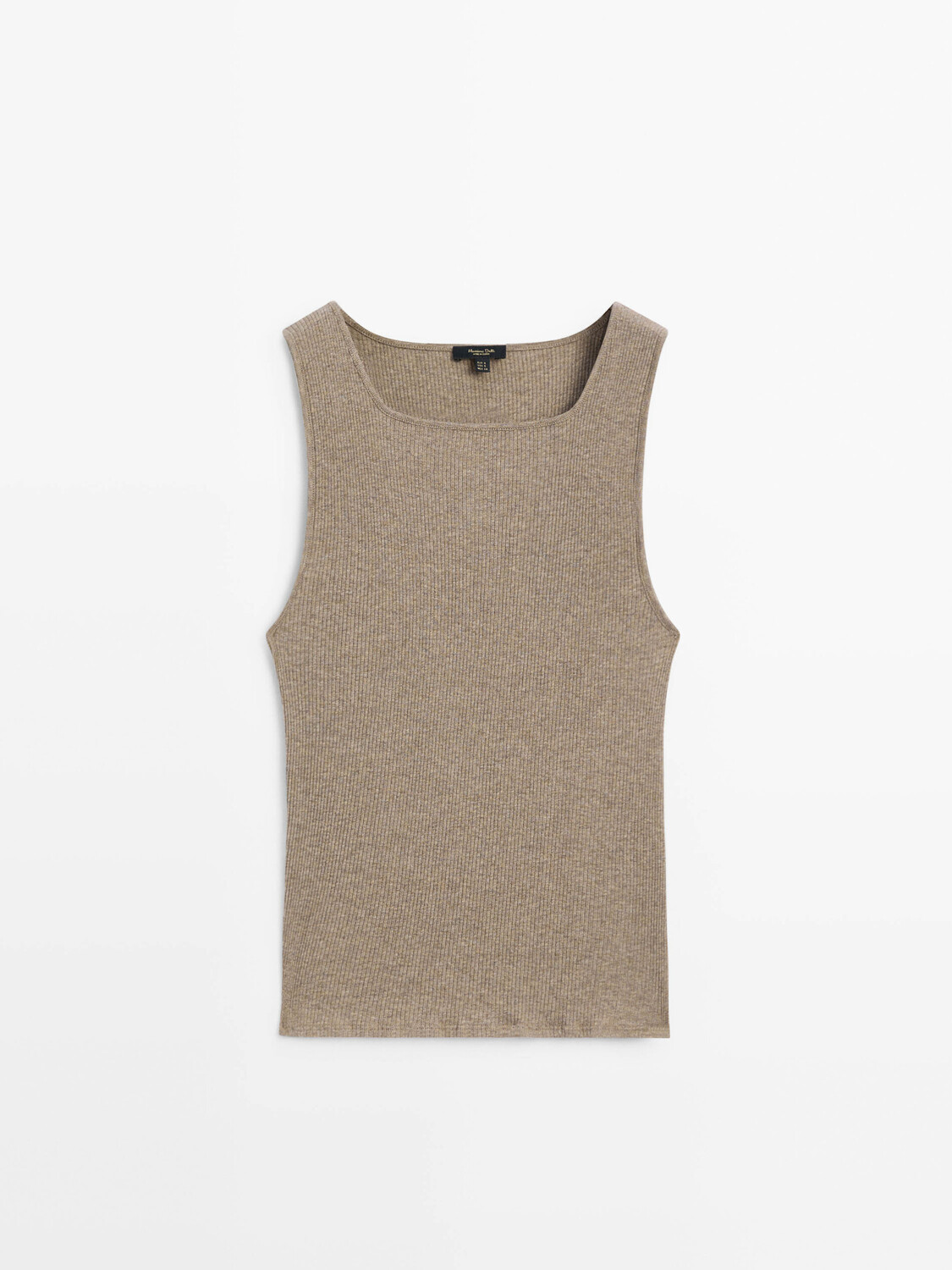 

Футболка из хлопковой смеси в рубчик Massimo Dutti, коричневый