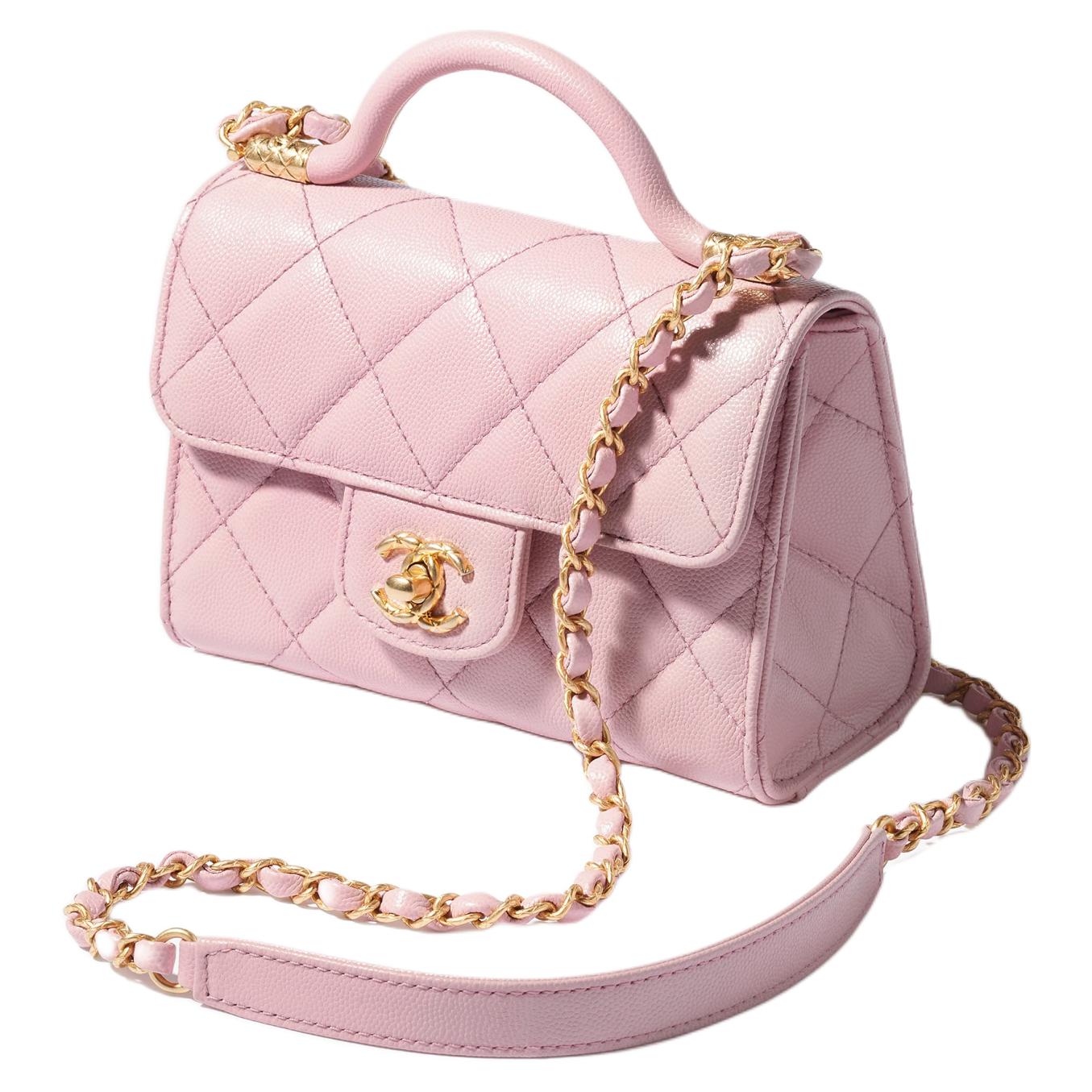 Сумка через плечо мини из телячьей кожи розовая CHANEL — фото 2