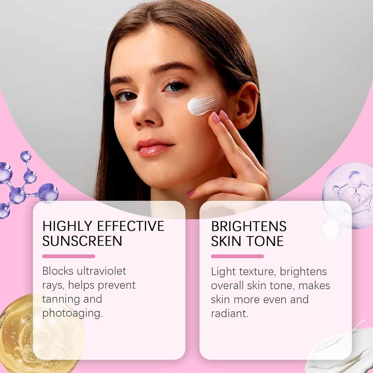 Солнцезащитный крем для лица Illuminating Sunscreen 90+ Care Barrier, 60 мл, розовый Generic — фото 4