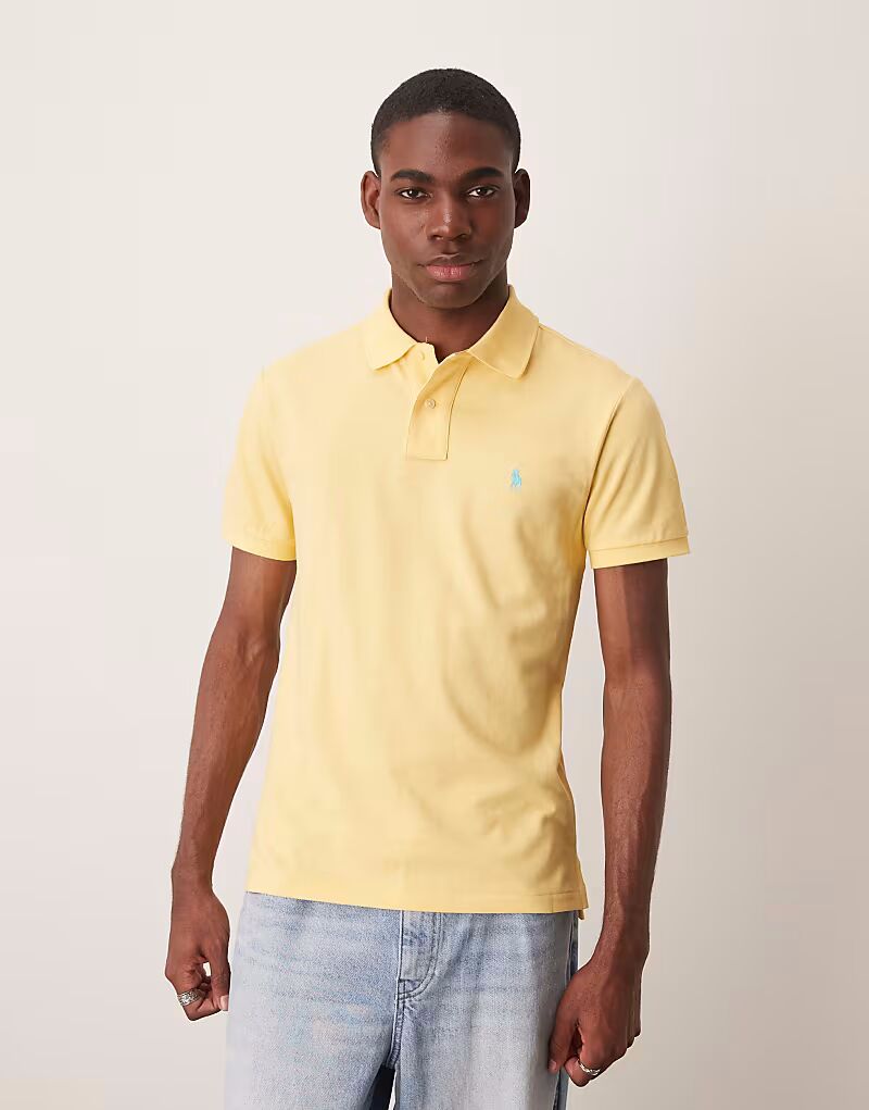 

Polo Ralph Lauren icon logo облегающий пикейный поло желтого цвета