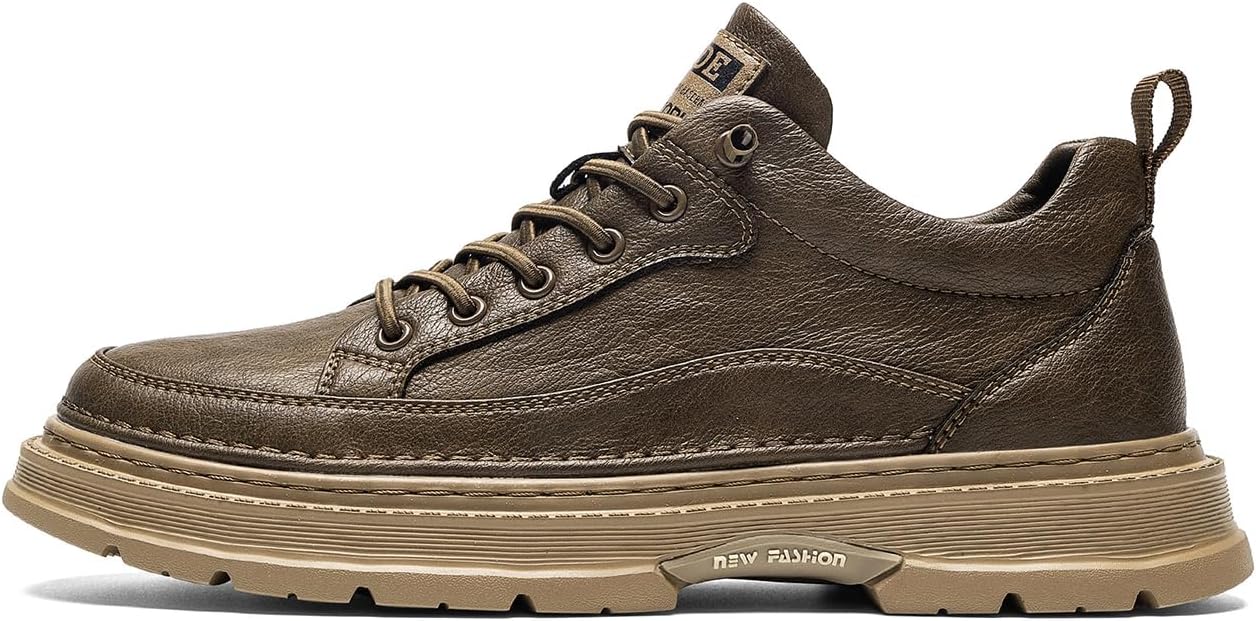 

Мужские винтажные кожаные оксфорды на платформе с шнуровкой, модные повседневные кроссовки с круглым носком, противоскользящие, для прогулок, вождения и путешествий Lhyxu, коричневый