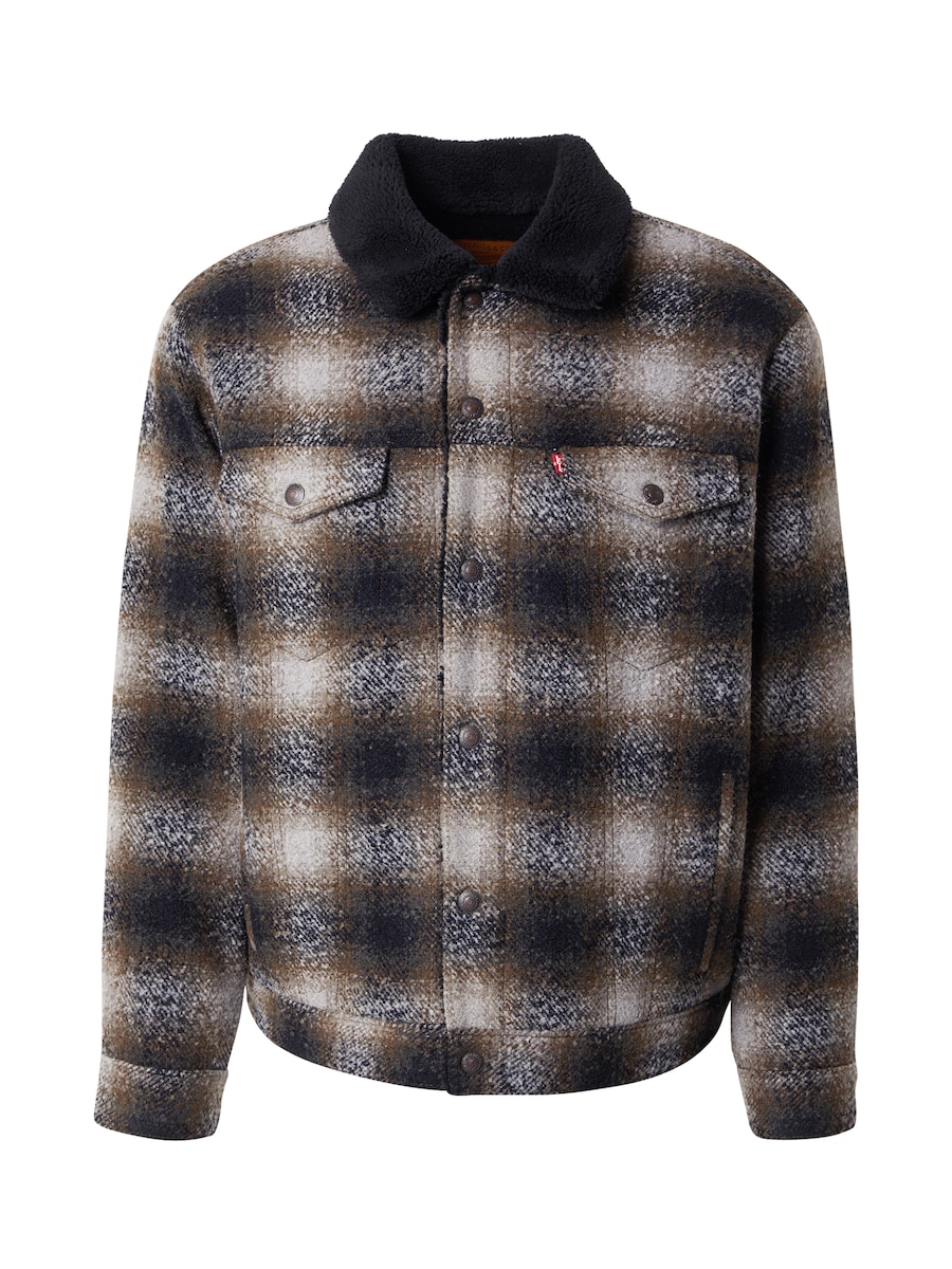 

Куртка межсезонная LEVI'S Relaxed Fit Plaid Sherpa Trucker Jacket, темно-коричневый