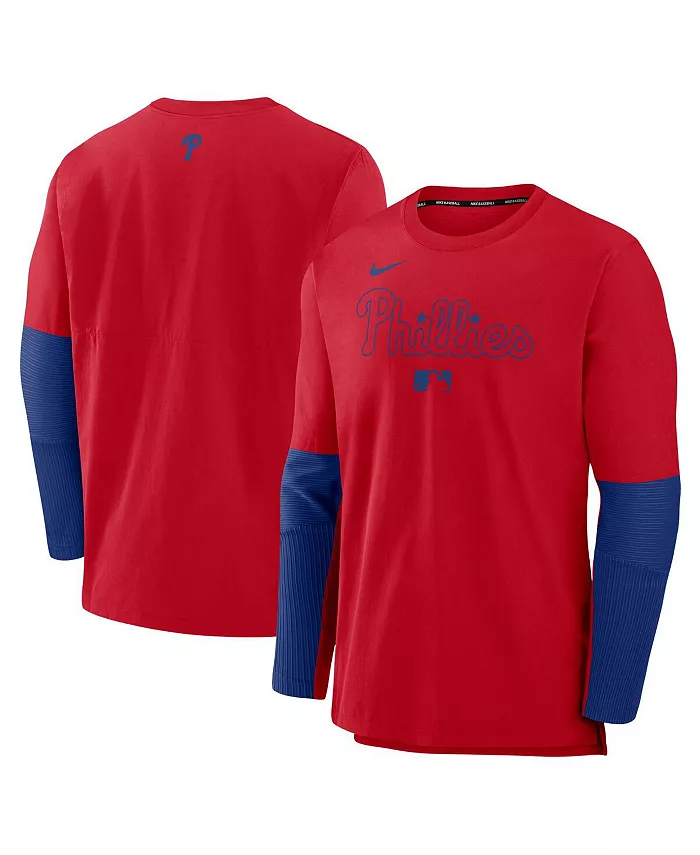 

Мужская красно-синяя толстовка Philadelphia Phillies Authentic Collection из легкого трикотажа с эффектом три-бленд Nike