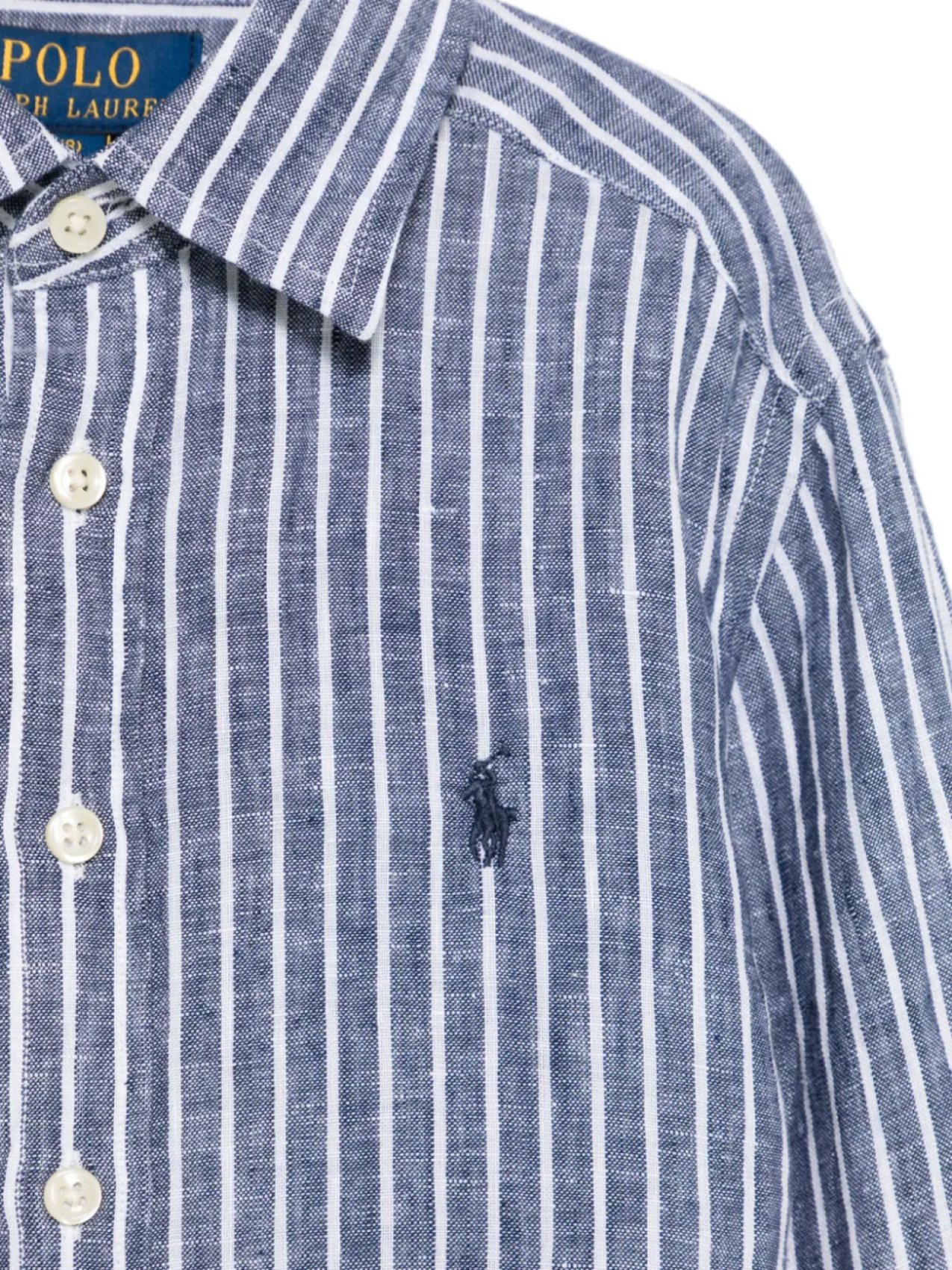 POLO RALPH LAUREN KIDS рубашка в тонкую полоску, синий — фото 3