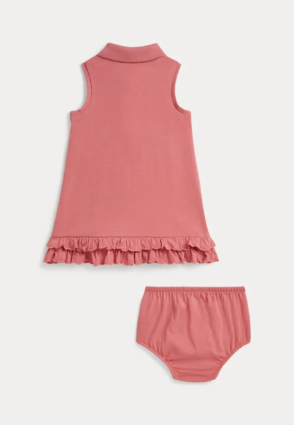 Хлопковое платье-поло с оборками и панталоны (повседневное платье) Polo Ralph Lauren, Desert Rose — фото 2
