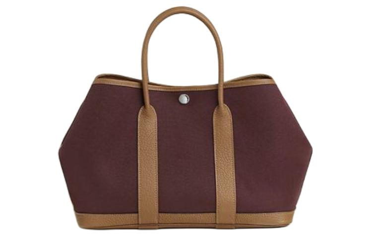 

Сумка садовая из холста с телячьей кожей Negonda Сумка холщовая Сумка женская Бордо и коричневый HERMES