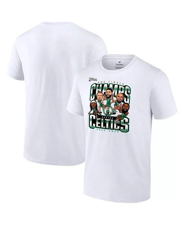 

Футболка мужская белая Boston Celtics 2024 NBA Finals Champions Pull Up Jumper Caricature Fanatics