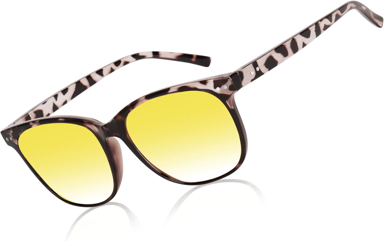 

Очки для вождения в ночное время HAOLOTA с поляризацией, HD-фильтром, желтыми линзами и защитой от бликов, солнцезащитные очки для мужчин и женщин, Nv004 White Tortoise Frame