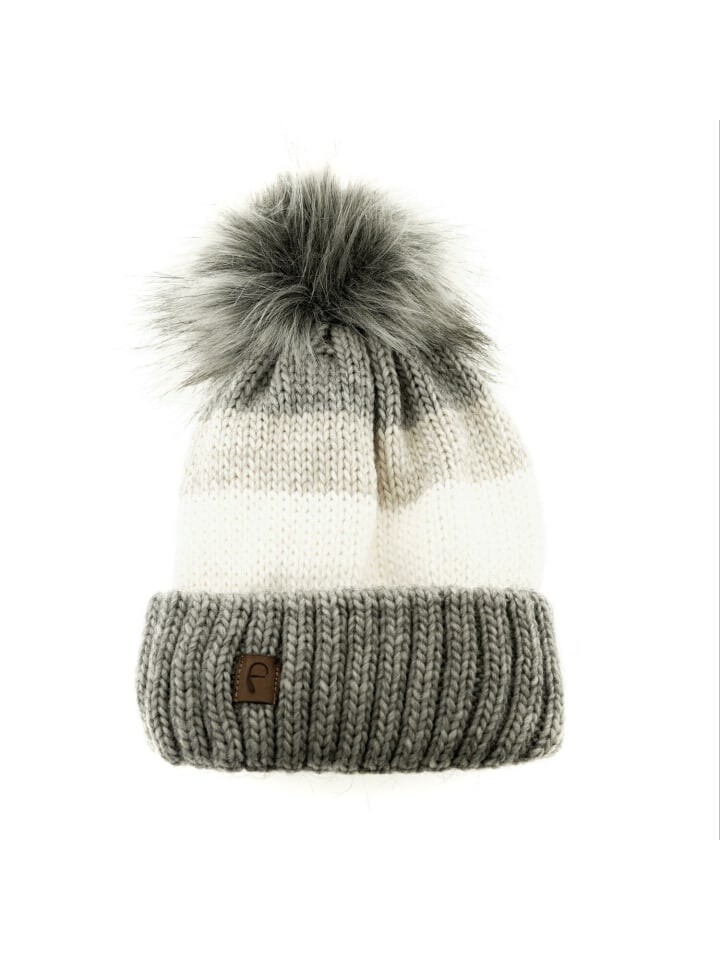 

Шапка Faera Mütze mit Innenfutter im Herbst oder Winter Bommel-Mütze, серый