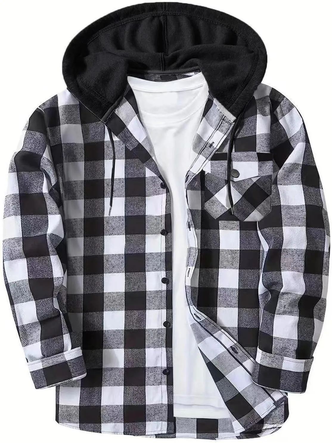 

Мужская фланелевая толстовка с капюшоном и карманами