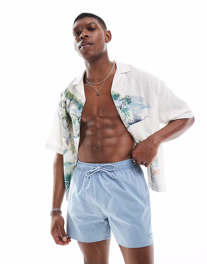 

Плавки-шорты с логотипом Emporio Armani светло-голубого цвета