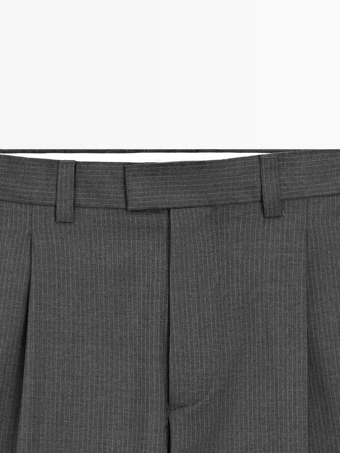 Брюки из смесовой шерсти с вытачками Massimo Dutti, grey — фото 4