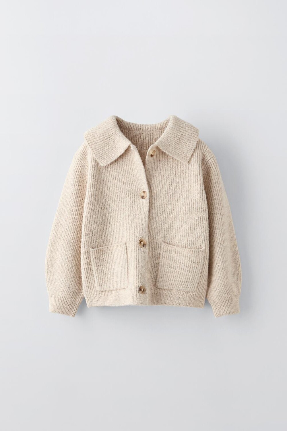 

Вязаный кардиган с карманами ZARA, экрю/мрамор