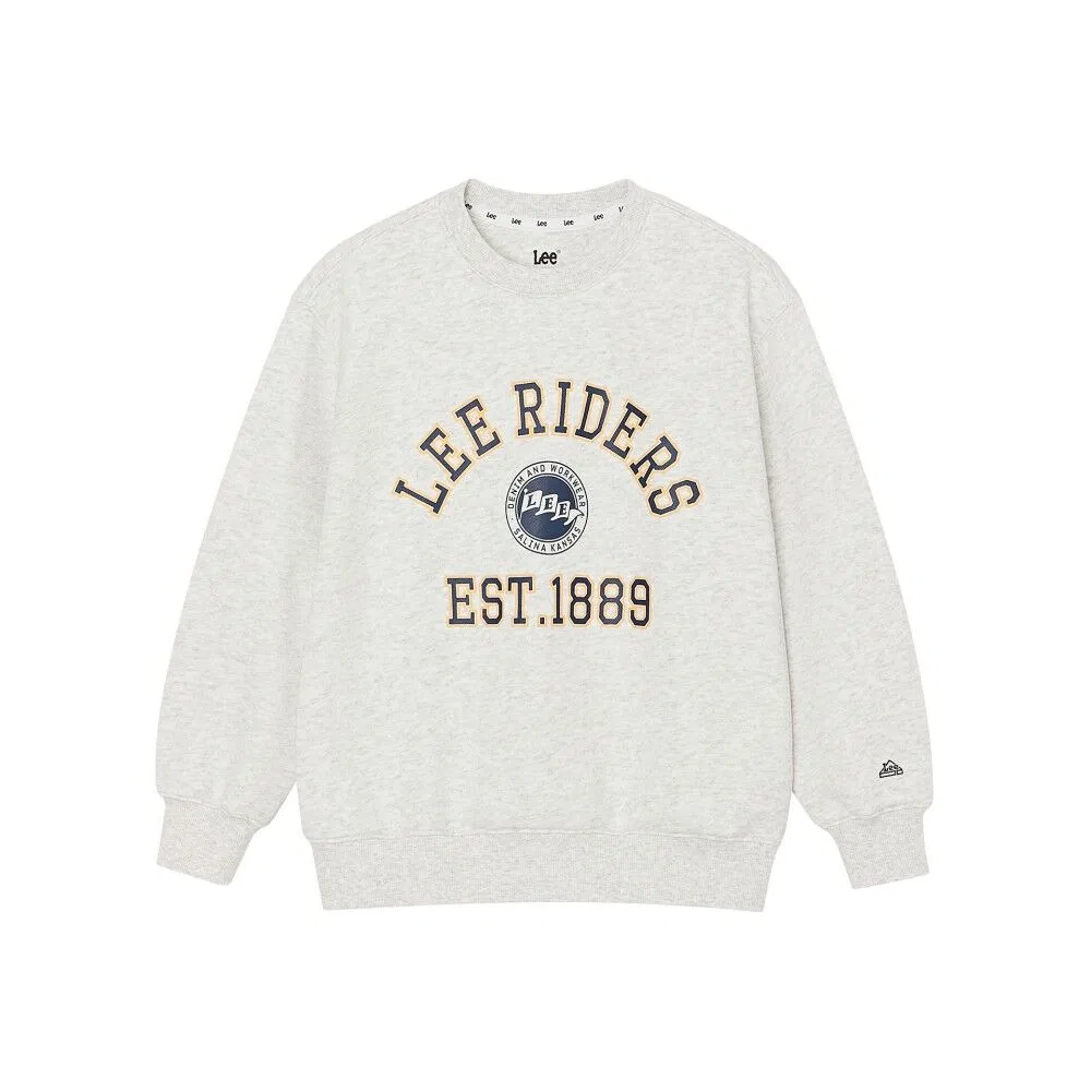 Детский свитшот с логотипом Riders Varsity, белый меланж, от Lee Kids