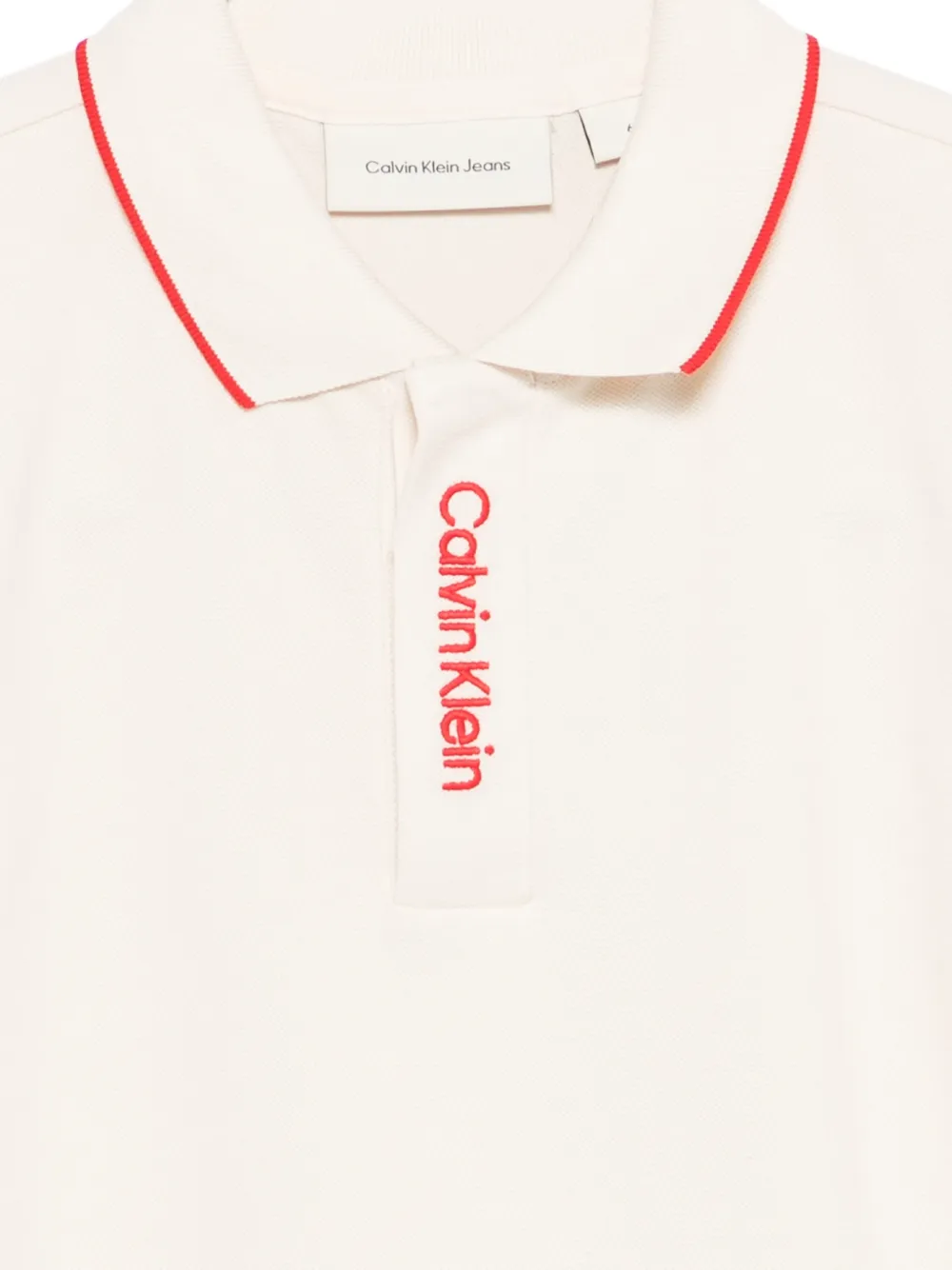 Поло с вышивкой Calvin Klein Kids, бежевый — фото 3
