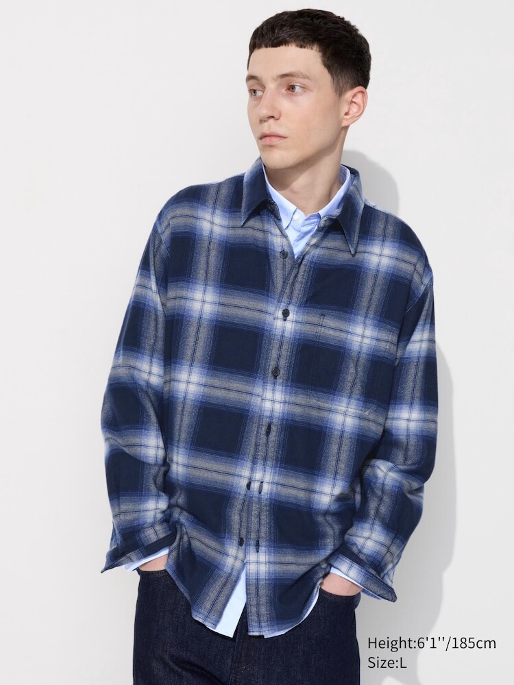 

Фланелевая рубашка клетчатая Uniqlo, цвет 63 синий