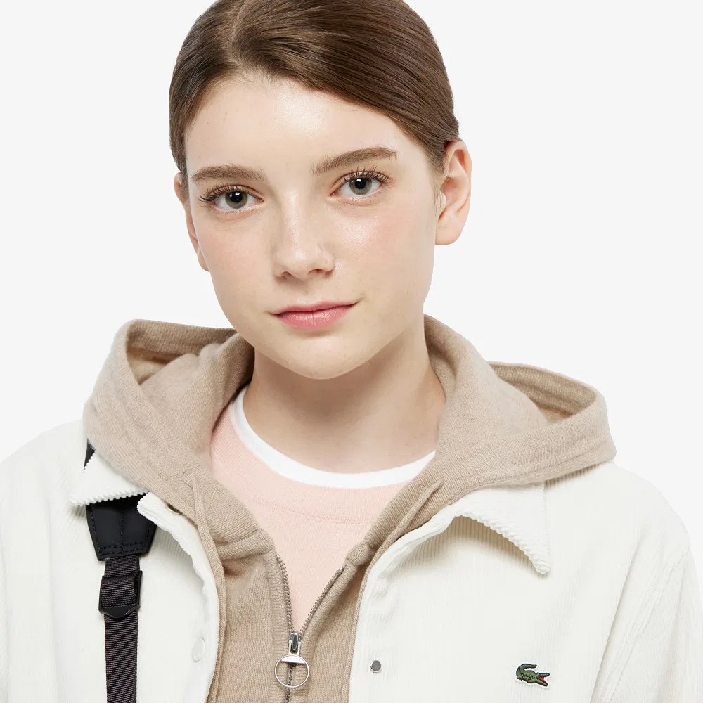 Рубашка-куртка Lacoste вельветовая кремовая — фото 2
