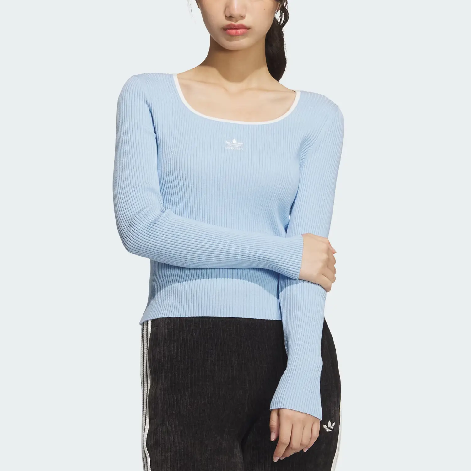 ADICOLOR FW24 Длинный Свитер Трикотаж Женский Розовый Синий Adidas Originals — фото 3