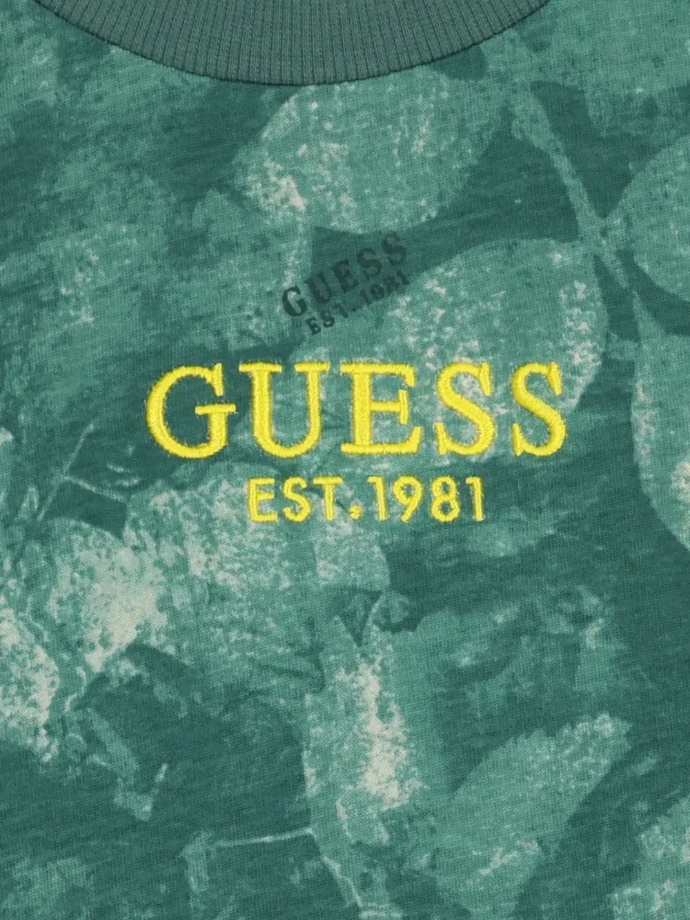 Футболка с цветочным принтом Guess Usa, зеленый — фото 3
