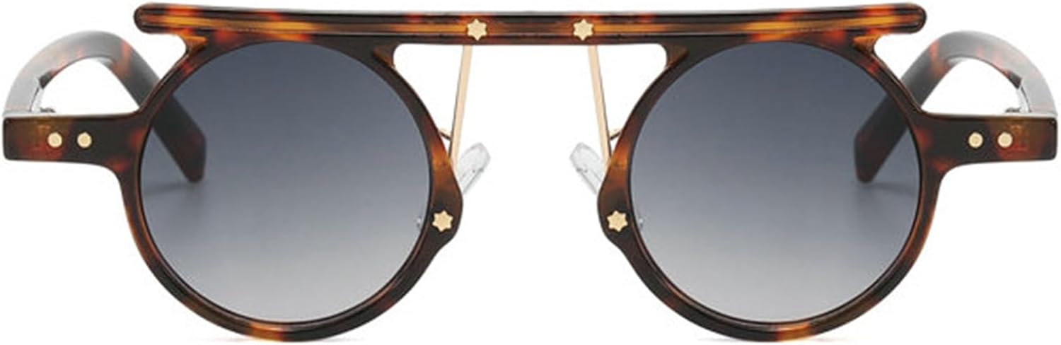 

Женские солнцезащитные очки Helena Small Round Punk в стиле ретро с прозрачными градиентными линзами и защитой от УФ-излучения UV400, мужские солнцезащитные очки с двухцветными заклепками S67, C3