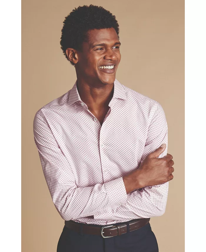 

Мужская приталенная рубашка с принтом Medallion Non-Iron Stretch Charles Tyrwhitt, розовый