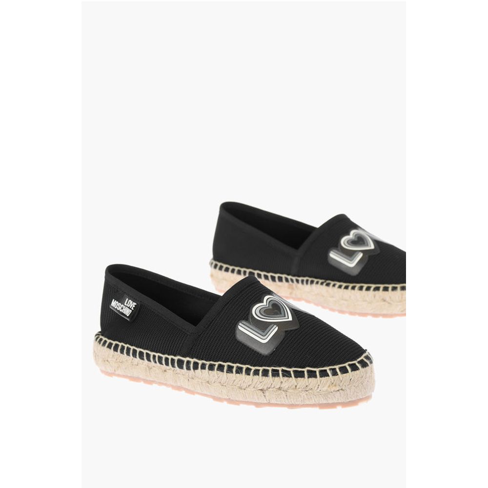 Эспадрильи LOVE из сетки с логотипом и подошвой из рафии Moschino, Black