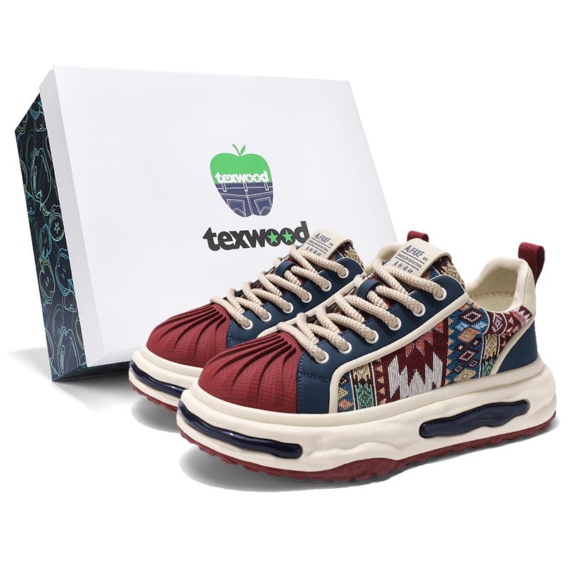 

Мужские низкие кроссовки для скейтбординга с защитой от скольжения, износостойкие, увеличивающие рост TEXWOOD, Blue Red Box