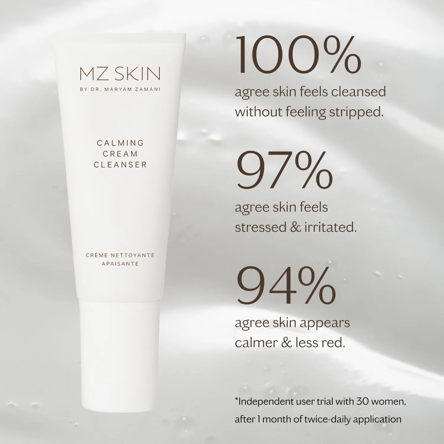 Крем для лица Mz Skin By Maryam Zamani Md — Очиститель MZ Calming Cream Cleanser, успокаивающий, без отдушки, 95 мл — фото 4