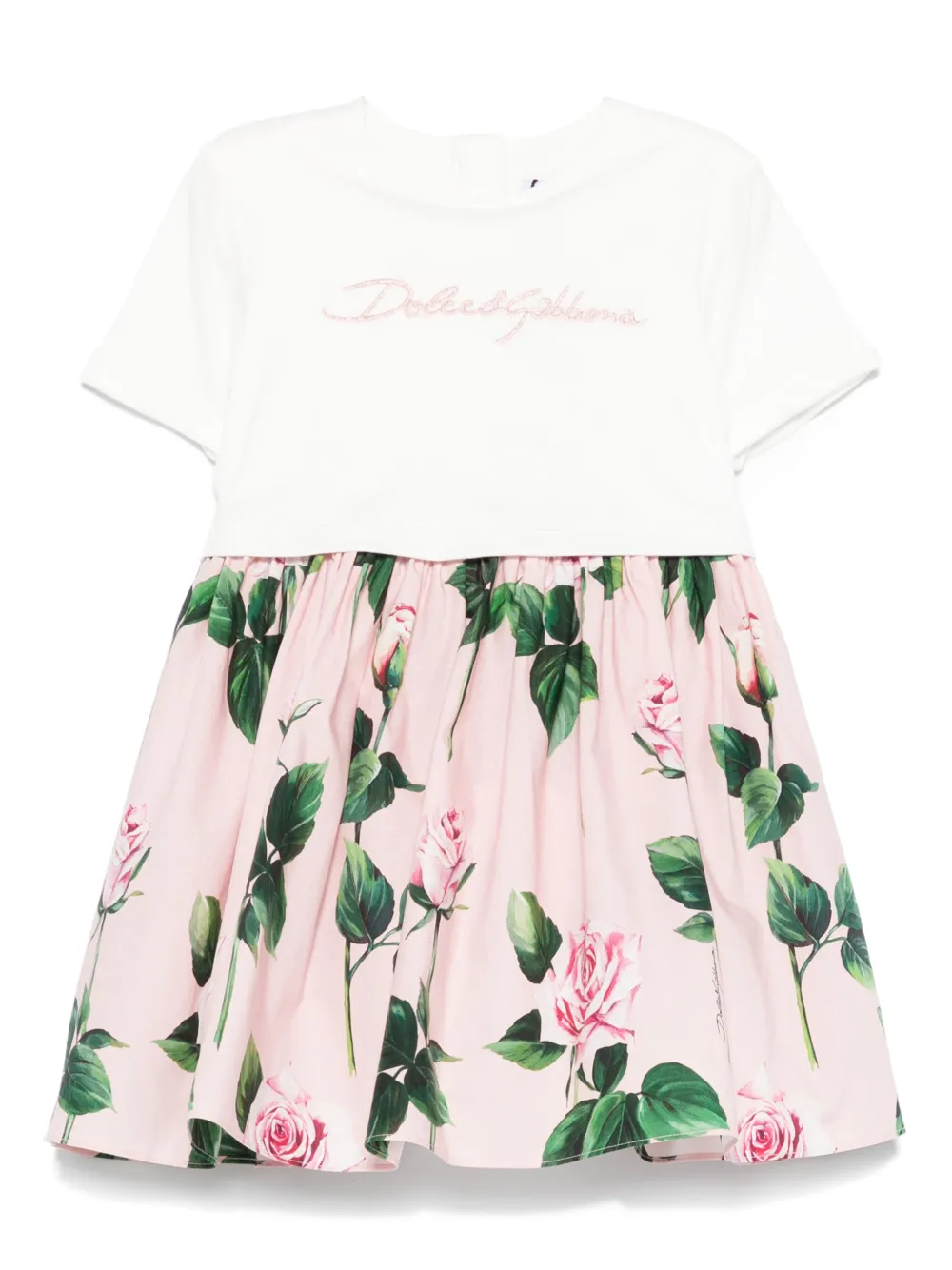 

Платье с вышитым логотипом Dolce & Gabbana Kids, розовый