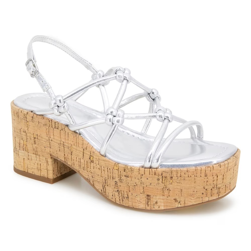 Платформенные босоножки на каблуке Essa Kenneth Cole Reaction, silver metallic