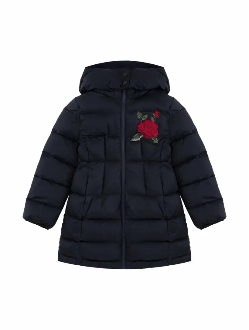 

Стеганый пуховик с аппликацией Dolce&Gabbana, тёмно-синий