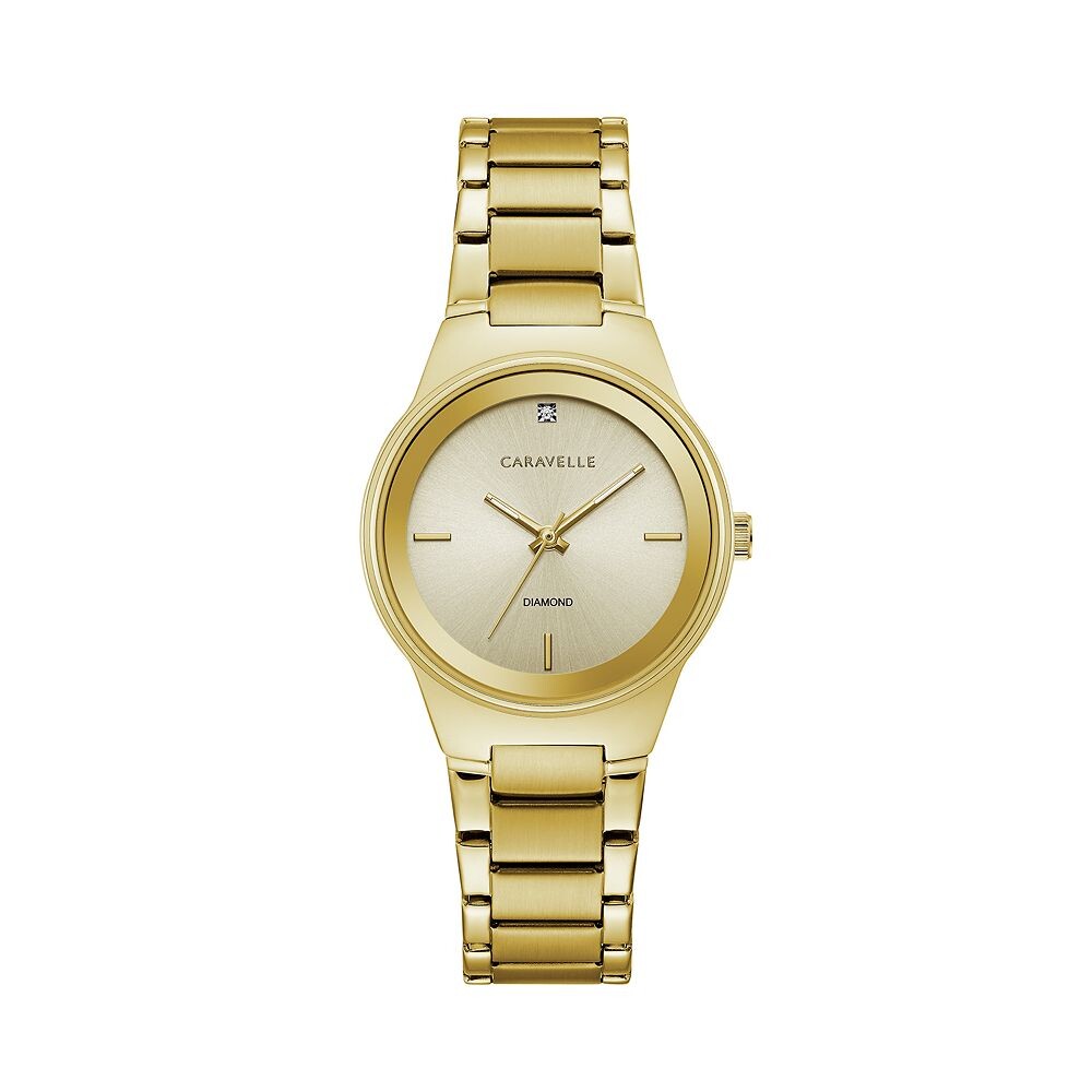

Женские часы Caravelle by Bulova из нержавеющей стали с бриллиантовым акцентом — 44P101, цвет Gold Tone