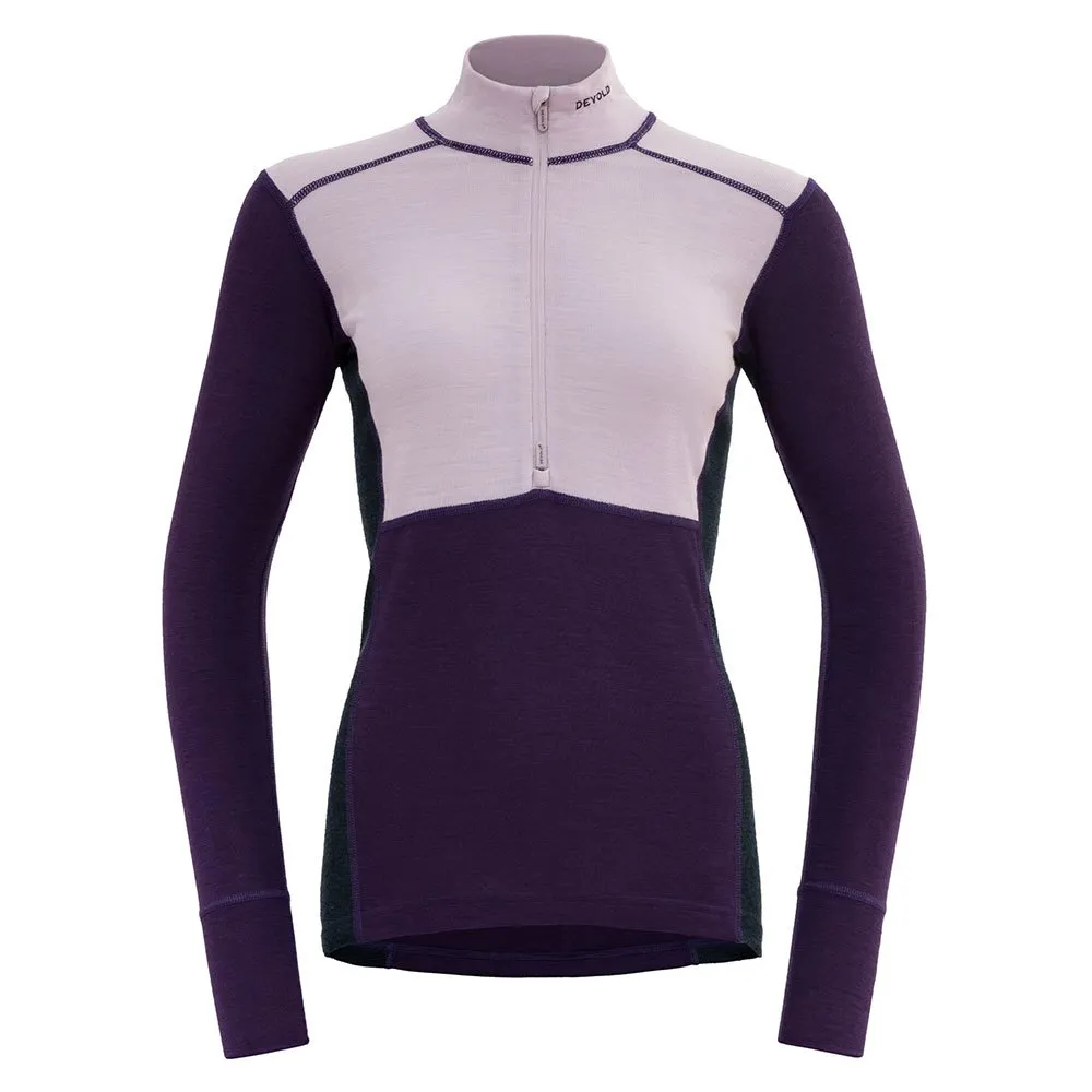 

Лонгслив DEVOLD OF NORWAY Lauparen Merino 190 half zip, фиолетовый