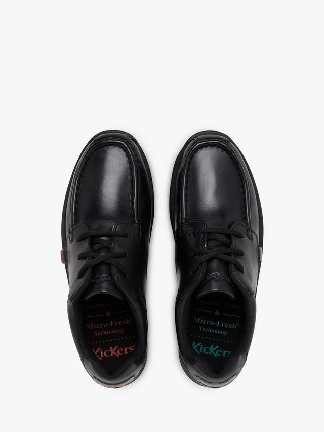 Детские кожаные туфли Reasan на шнурках Kickers, Black — фото 4