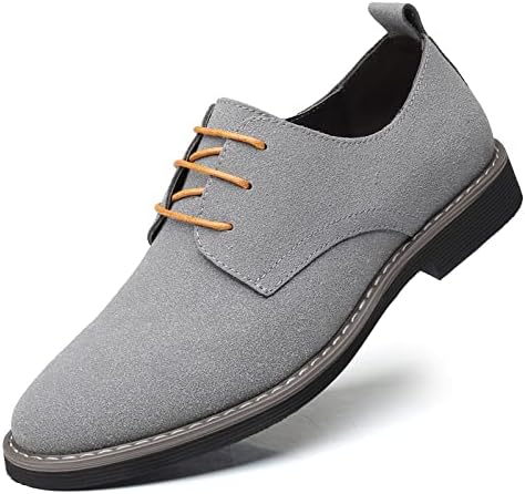 

Мужские замшевые оксфорды классические с острым носком, удобные деловые повседневные туфли на шнуровке, противоскользящие Generic, серый