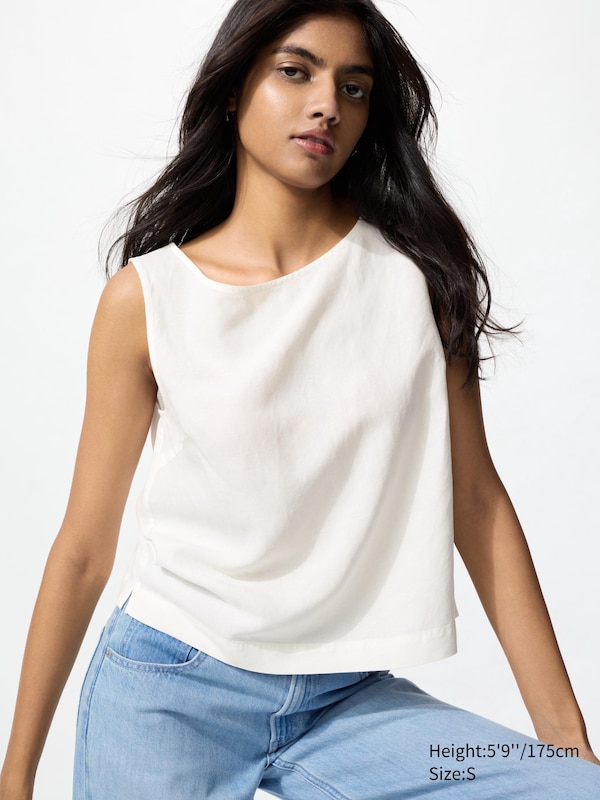 

Блузка из льняной смеси (без рукавов) Uniqlo, белый