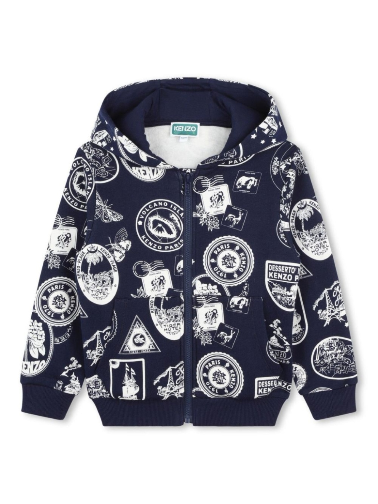 

Kenzo Kids худи на молнии с принтом, синий