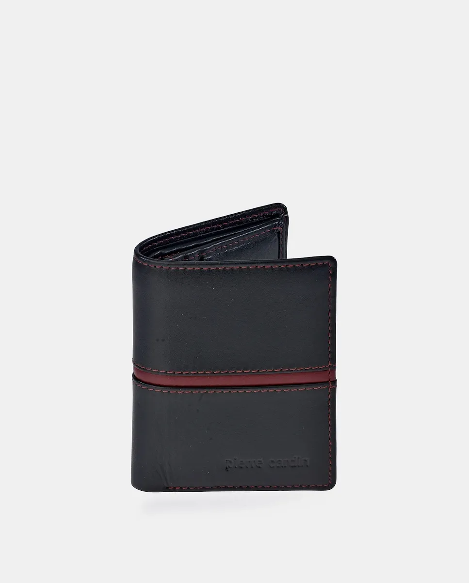 

Компактный кошелек для мужчин из кожи черного/бордового цвета Pierre Cardin