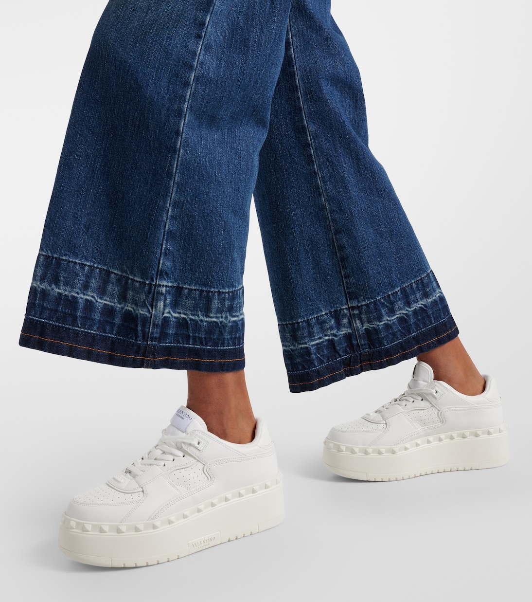 Freedots XL кожаные платформенные кроссовки Valentino Garavani, Bianco/Bianco/Bianco/Bianco — фото 4