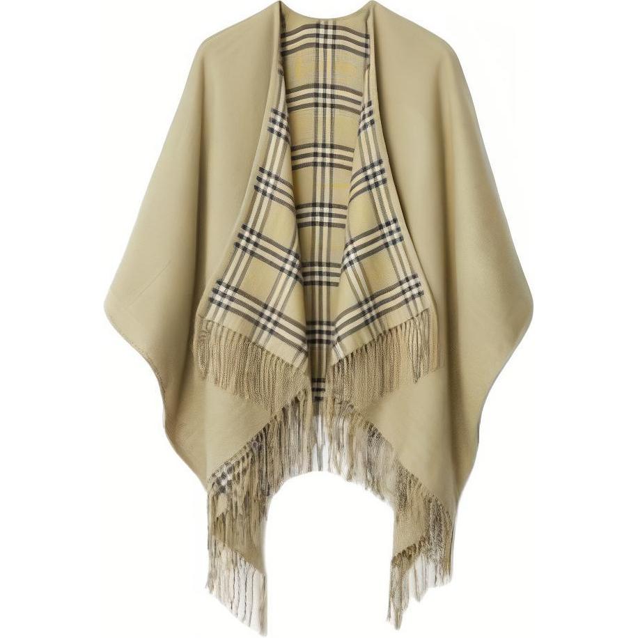 Плащ-накидка Burberry женский реверсивный шерстяной зеленый — фото 2