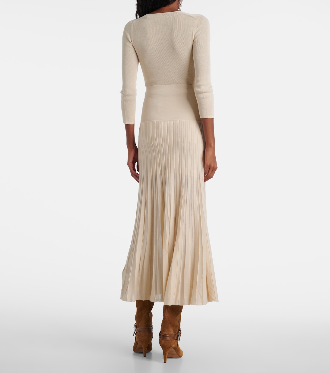 Юбка Ezra из плиссированной полупрозрачной креповой ткани Isabel Marant, Light Beige — фото 3