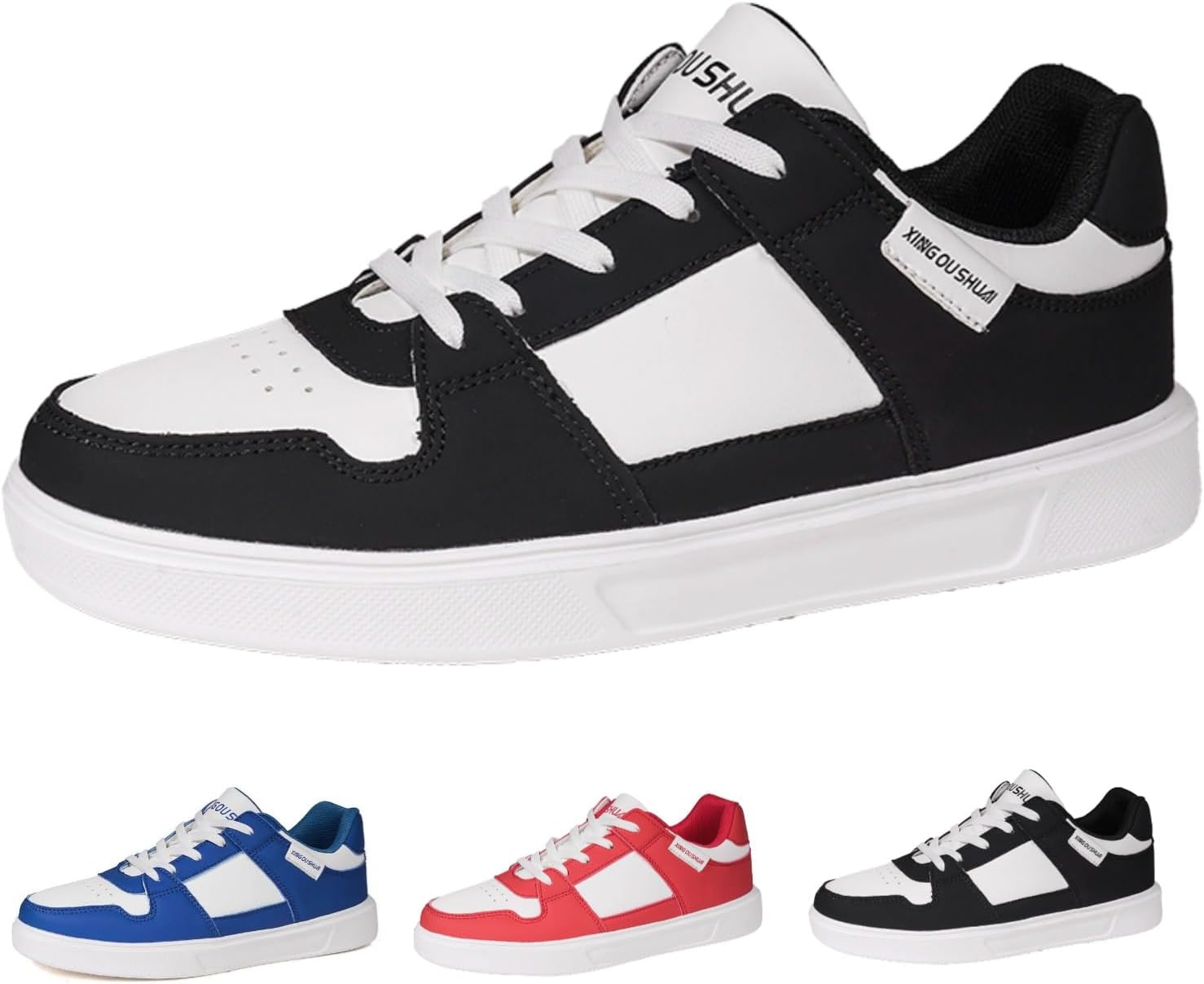 

Женские и мужские модные кроссовки платформы Классические черно-белые цветовые блоки Повседневные легкие спортивные кроссовки для ходьбы и скейтборда Macefil