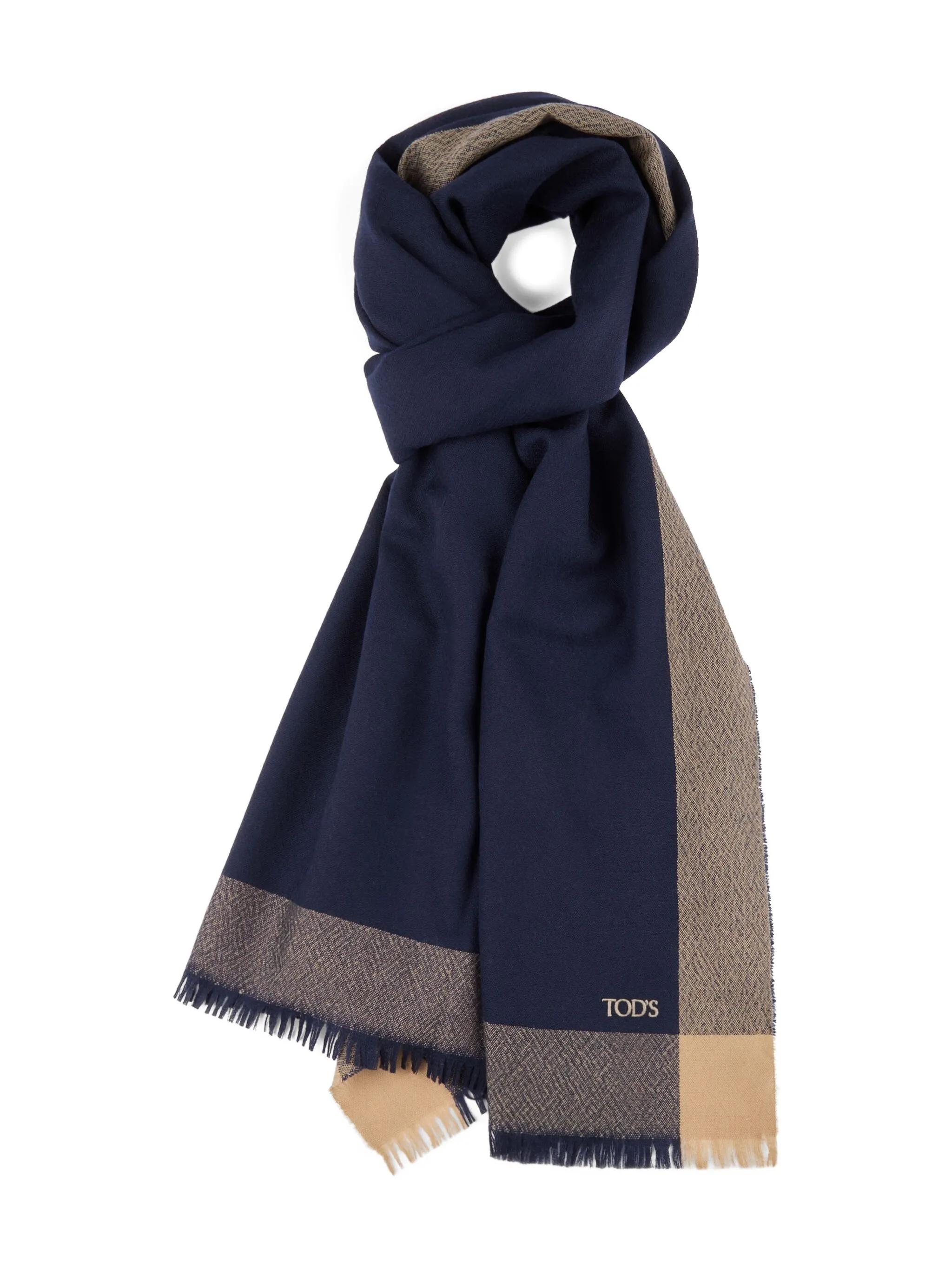 

Шарф логотипом и бахромой Tod'S, синий